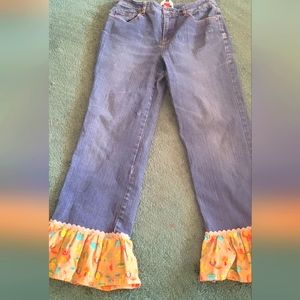 Talbots Petties 10 upcycle hippy jeans owls bellbottoms y2k